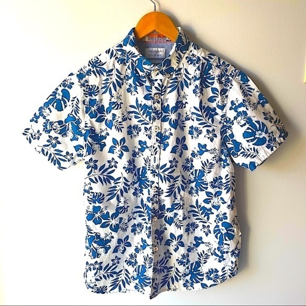 Cactus Man Ricky Singh Slim Fit Hawaiian Aloha Floral Button Down Shirt Men’s L